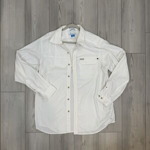 Columbia Shirt Mens Large Insect Blocker Fishing Outdoor‎ Long Sleeve White